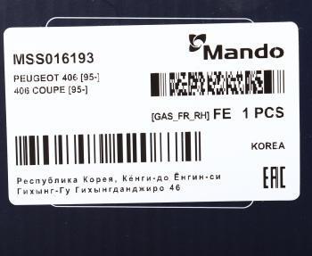 4 599 р. Амортизатор PEUGEOT 406 (96-04) передний правый газовый MANDO MANDO mss016193 MANDO mss016193  с доставкой в г. Керчь. Увеличить фотографию 3