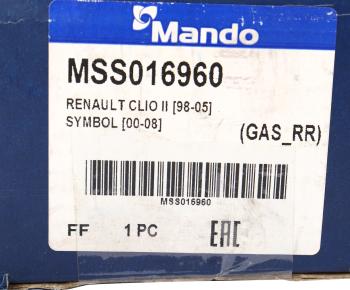 3 399 р. Амортизатор RENAULT Clio (98-05) задний левый/правый газовый MANDO MANDO mss016960 MANDO mss016960  с доставкой в г. Керчь. Увеличить фотографию 3