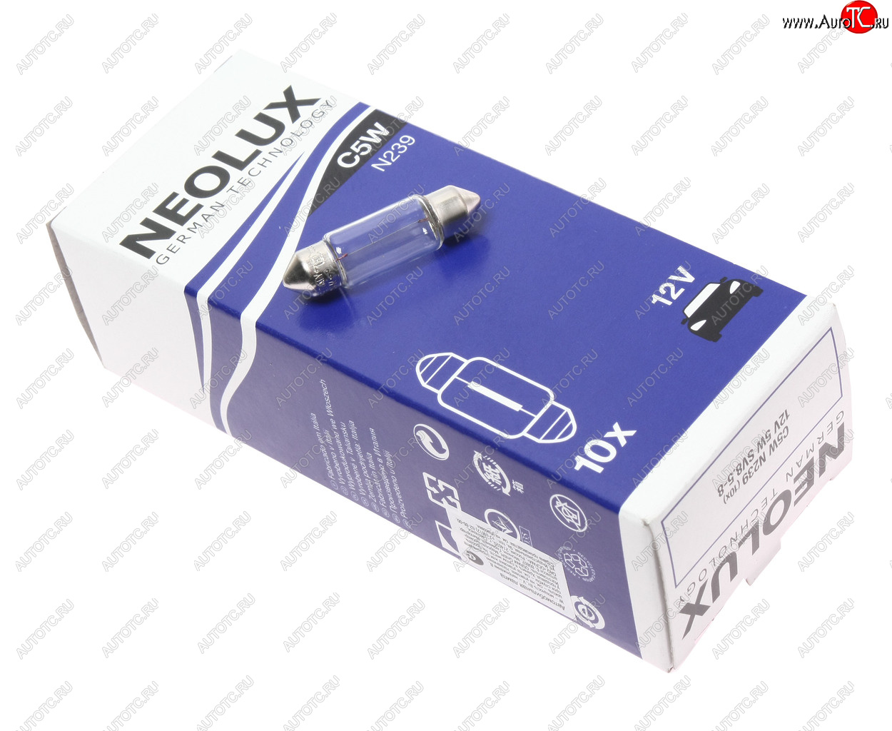 43 р. Лампа 12V C5W SV8.5-8 36мм 45лм Standard NEOLUX NEOLUX n239  с доставкой в г. Керчь