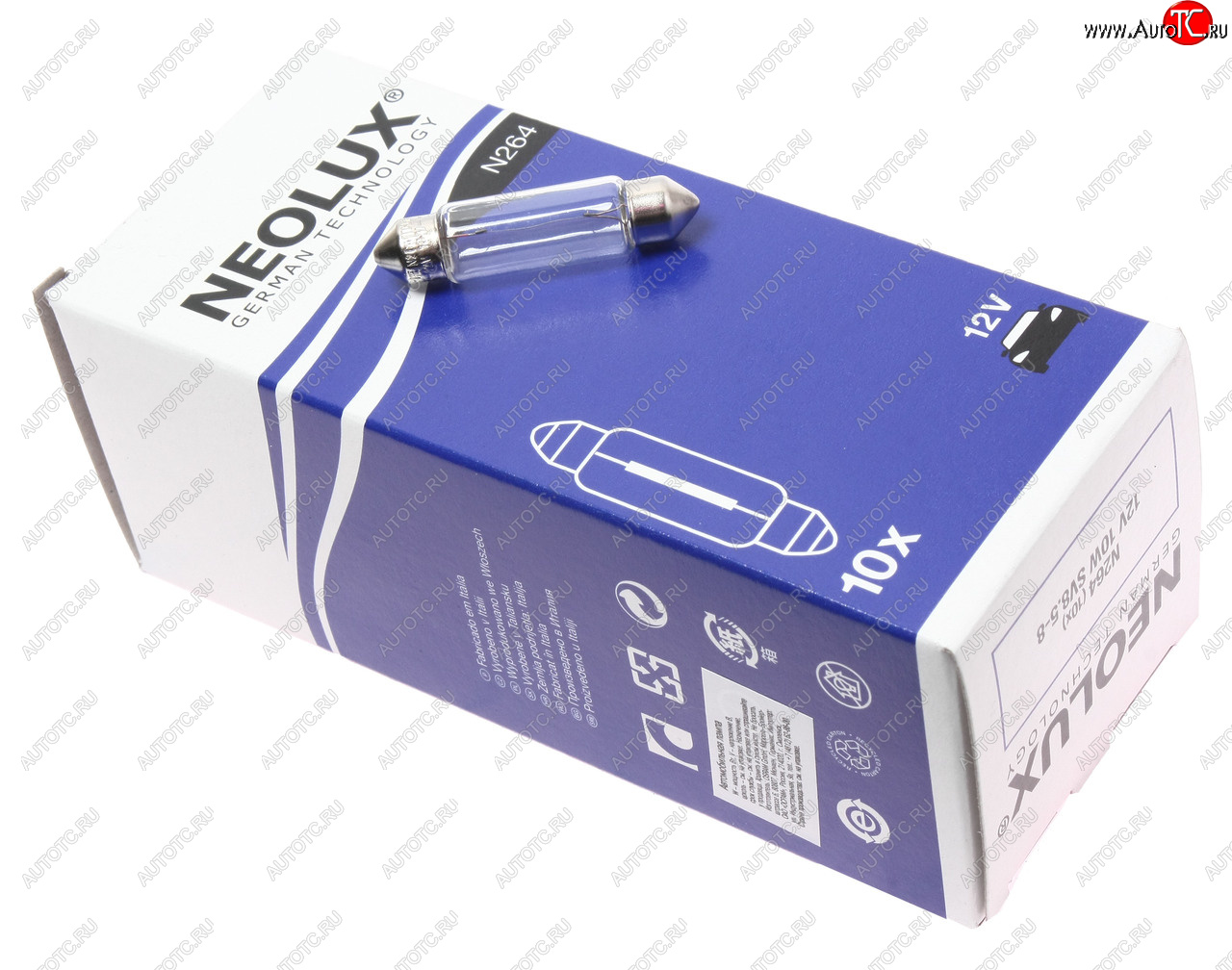 72 р. Лампа 12V C10W SV8.5-8 41мм 100лм Standard NEOLUX NEOLUX n264  с доставкой в г. Керчь