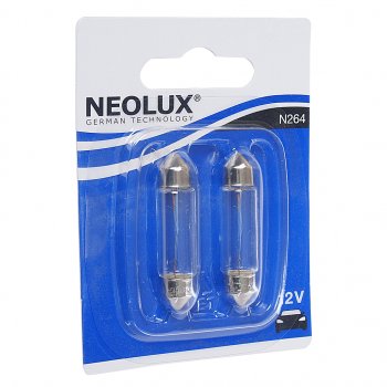 164 р. Лампа 12V C10W SV8.5-8 41мм 100лм блистер (2шт.) Standard NEOLUX NEOLUX n264-02b  с доставкой в г. Керчь. Увеличить фотографию 1