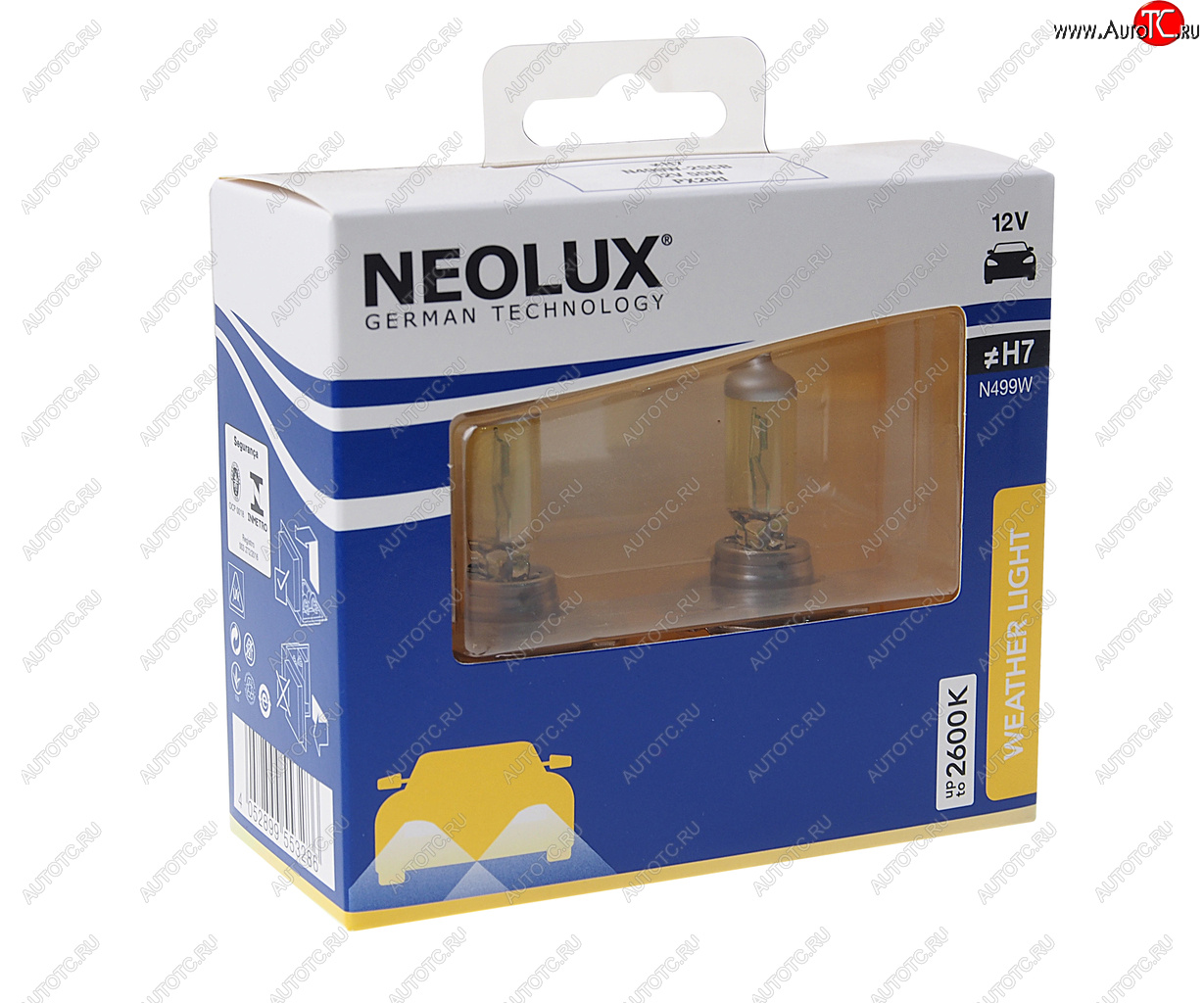 1 339 р. Лампа 12V H7 55W PX26d 2600K 1500лм бокс (2шт.) Weather Light NEOLUX NEOLUX n499w-2scb  с доставкой в г. Керчь