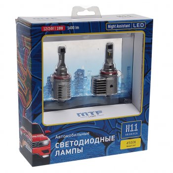 5 649 р. Лампа светодиодная 12V H11H16H8H9 PGJ19-2 бокс (2шт.) MTF MTF nah11k4  с доставкой в г. Керчь. Увеличить фотографию 1