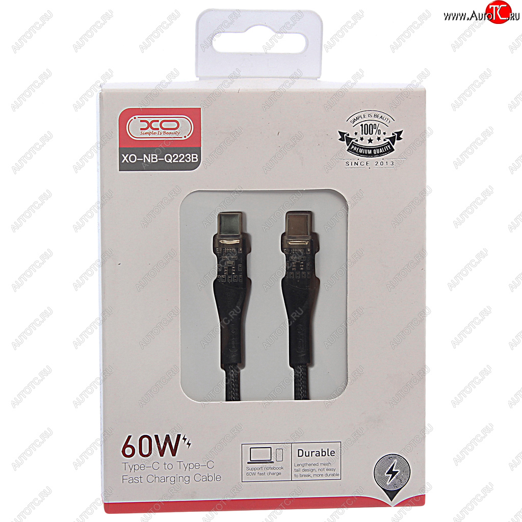 399 р. Кабель USB Type C-USB Type C 1м золото XO XO nb-q223b black  с доставкой в г. Керчь