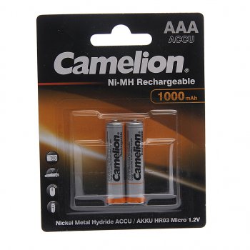 193 р. Батарейка AAA HR03 1.2V аккумулятор Ni-MH 1000mAh блистер 2шт. (цена за 1шт.) CAMELION CAMELION nh-aaa1000bp2  с доставкой в г. Керчь. Увеличить фотографию 3