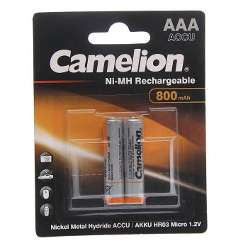 171 р. Батарейка AAA HR03 1.2V аккумулятор Ni-MH 800mAh блистер 2шт. (цена за 1шт.) CAMELION CAMELION nh-aaa800bp2  с доставкой в г. Керчь. Увеличить фотографию 2