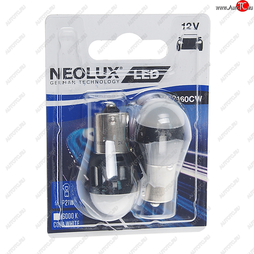1 189 р. Лампа светодиодная 12V P21W BA15s 6000K 85лм блистер (2шт.) LED Cool White NEOLUX NEOLUX np2160cw-02b  с доставкой в г. Керчь