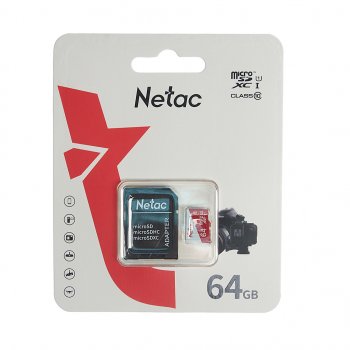 469 р. Карта памяти 64GB MicroSD class 10 + SD адаптер NETAC NETAC nt02p500eco-064g-r  с доставкой в г. Керчь. Увеличить фотографию 1