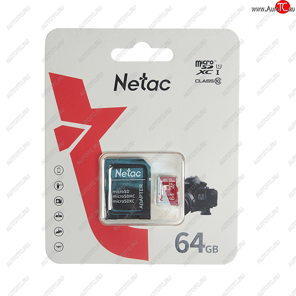 469 р. Карта памяти 64GB MicroSD class 10 + SD адаптер NETAC NETAC nt02p500eco-064g-r  с доставкой в г. Керчь