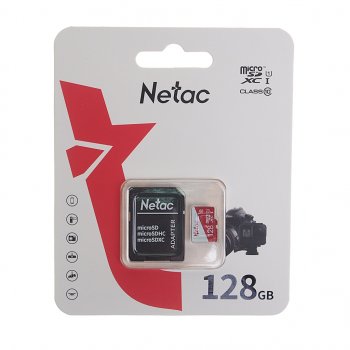 899 р. Карта памяти 128GB MicroSD class 10 + SD адаптер NETAC NETAC nt02p500eco-128g-r  с доставкой в г. Керчь. Увеличить фотографию 1
