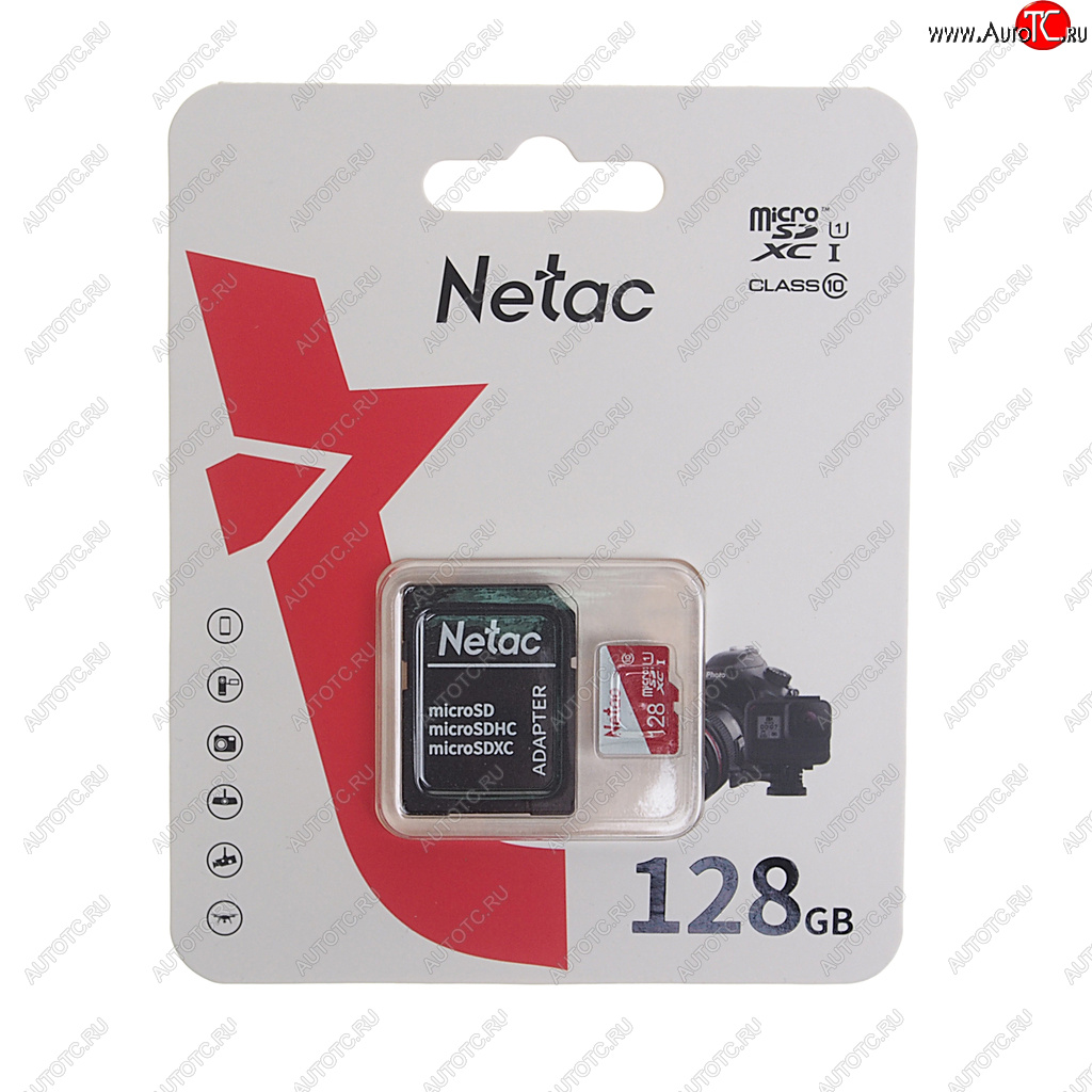 899 р. Карта памяти 128GB MicroSD class 10 + SD адаптер NETAC NETAC nt02p500eco-128g-r  с доставкой в г. Керчь