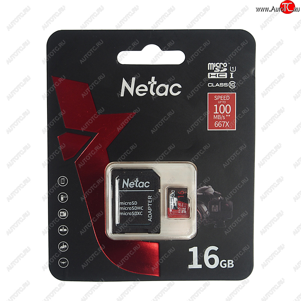 439 р. Карта памяти 16GB MicroSD class 10 + SD адаптер NETAC NETAC nt02p500pro-016g-r  с доставкой в г. Керчь