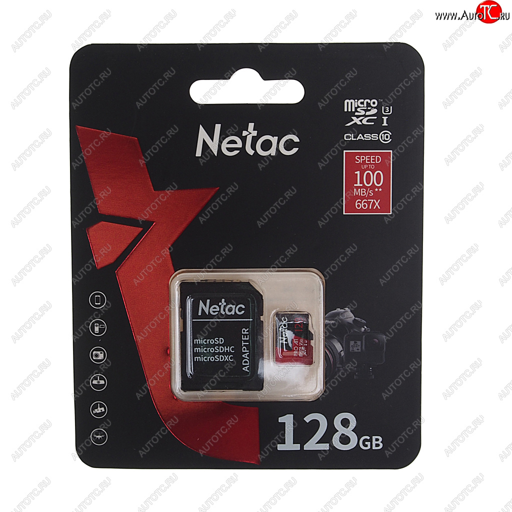 849 р. Карта памяти 128GB MicroSD class 10 + SD адаптер NETAC NETAC nt02p500pro-128g-r NETAC nt02p500pro-128g-r  с доставкой в г. Керчь