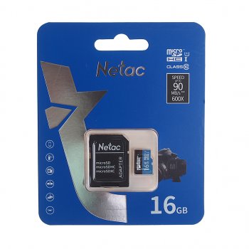 329 р. Карта памяти 16GB MicroSD class 10 + SD адаптер NETAC NETAC nt02p500stn-016g-r  с доставкой в г. Керчь. Увеличить фотографию 1