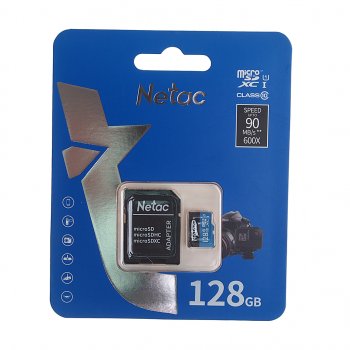 949 р. Карта памяти 128GB MicroSD class 10 + SD адаптер NETAC NETAC nt02p500stn-128g-r  с доставкой в г. Керчь. Увеличить фотографию 1
