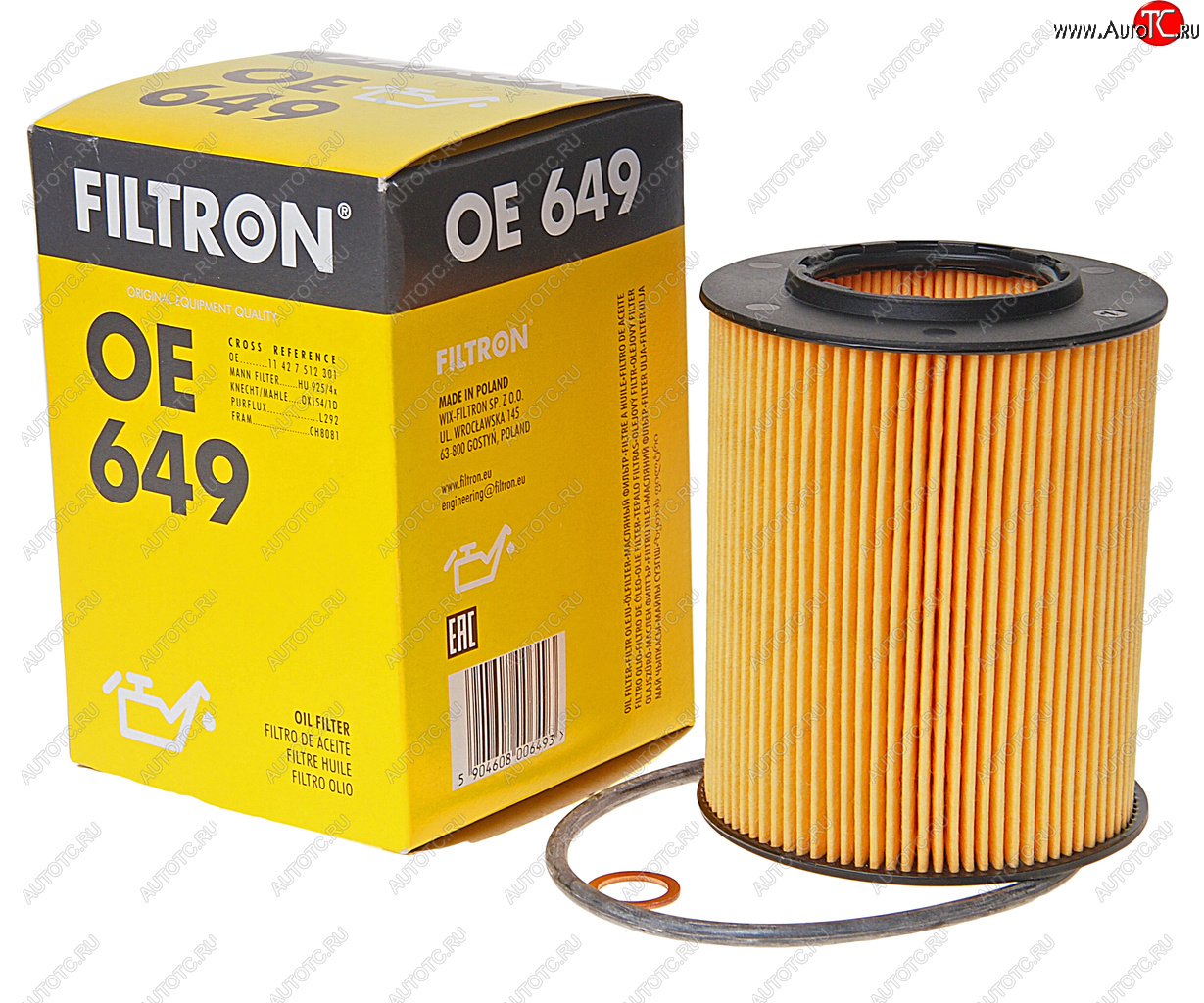 579 р. Фильтр масляный BMW (E39,E60),X5 (E53,X3 E83,E38,E65) FILTRON FILTRON oe649  с доставкой в г. Керчь