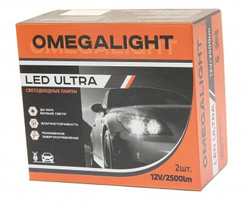 1 699 р. Лампа светодиодная 12V H4 P43t-38 2500Lm (2шт.) Ultra OMEGALIGHT OMEGALIGHT olledh4ul-2  с доставкой в г. Керчь. Увеличить фотографию 2