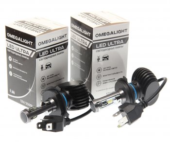 1 699 р. Лампа светодиодная 12V H4 P43t-38 2500Lm (2шт.) Ultra OMEGALIGHT OMEGALIGHT olledh4ul-2  с доставкой в г. Керчь. Увеличить фотографию 1