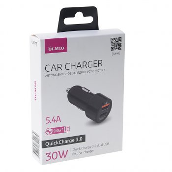 859 р. Устройство зарядное в прикуриватель 2USB 12V 5.4A Quick Charge 3.0 OLMIO OLMIO olm-038718  с доставкой в г. Керчь. Увеличить фотографию 3