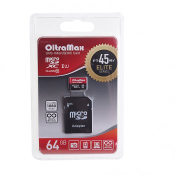 619 р. Карта памяти 64GB MicroSD class 10 + SD адаптер OLTRAMAX OLTRAMAX om064gcsdxc10uhs-1-elu1  с доставкой в г. Керчь. Увеличить фотографию 1