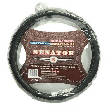 1 279 р. Оплетка руля (M) 37-39см черная кожа California SENATOR SENATOR opls1301  с доставкой в г. Керчь. Увеличить фотографию 1