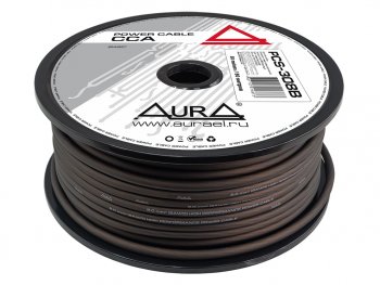 Кабель силовой 8Ga (8мм) 1м черный AURA AURA pcs-308b 50м