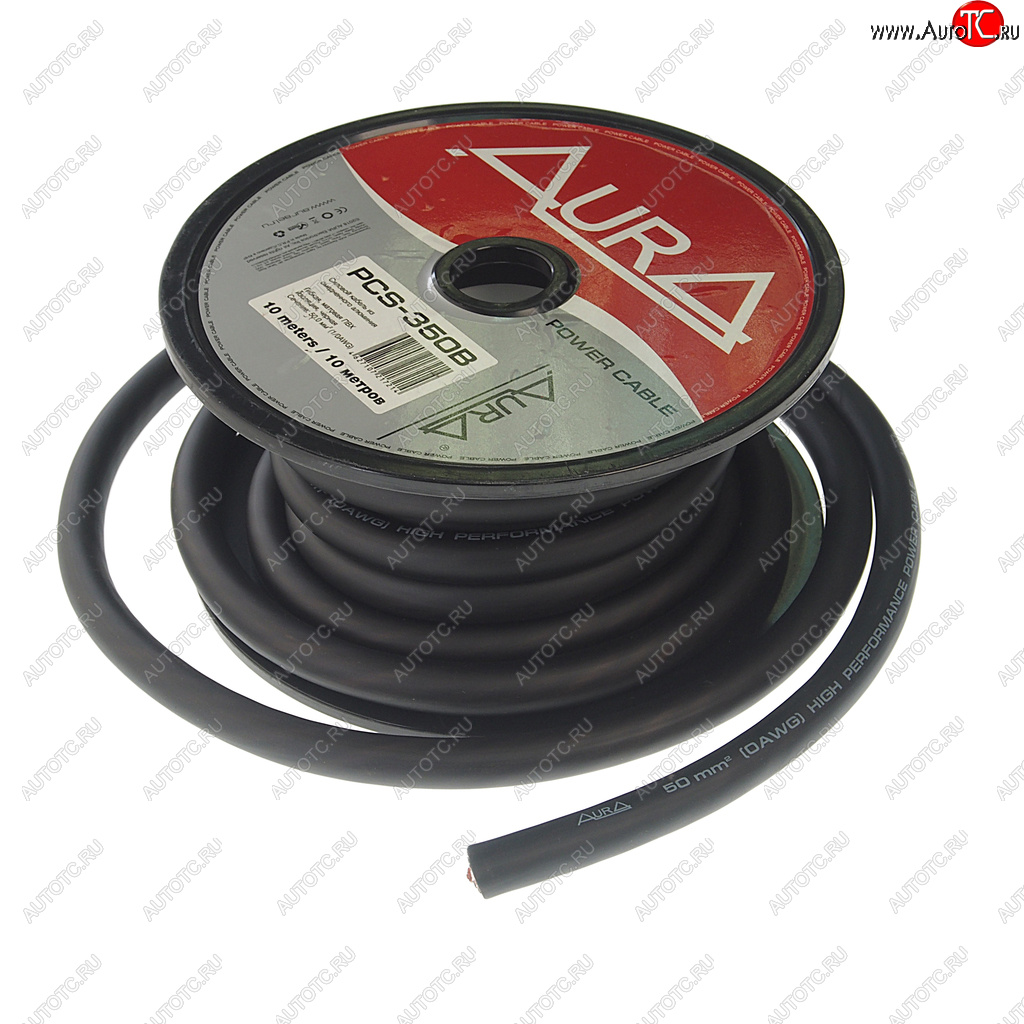 599 р. Кабель силовой 0Ga (55мм) 1м черный AURA AURA pcs-350b 10м  с доставкой в г. Керчь