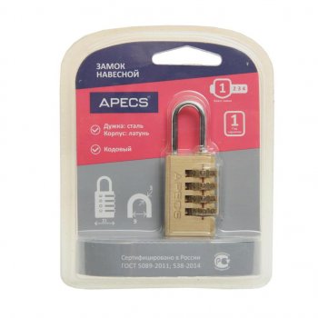 389 р. Замок навесной 21мм кодовый APECS APECS pdb-40-21-code  с доставкой в г. Керчь. Увеличить фотографию 1
