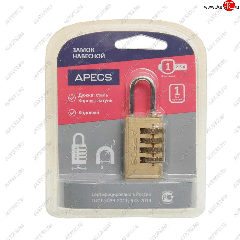 389 р. Замок навесной 21мм кодовый APECS APECS pdb-40-21-code  с доставкой в г. Керчь