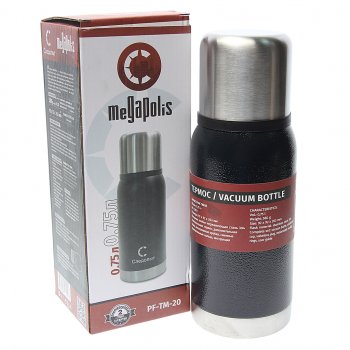 1 249 р. Термос 0.75л широкая горловина, сталь, черный Megapolis СЛЕДОПЫТ СЛЕДОПЫТ pf-tm-20  с доставкой в г. Керчь. Увеличить фотографию 1