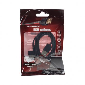 Кабель iPhone (1-4S) 1м черный PRO LEGEND PRO LEGEND pl1350