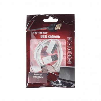 Кабель iPhone (1-4S) 1м белый PRO LEGEND PRO LEGEND pl1351