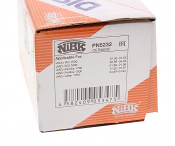 1 569 р. Колодки тормозные KIA Rio (00-02) MAZDA 121 (90-96), 323 (90-96-) передние (4шт.) NiBK NiBK pn5232 NiBK pn5232  с доставкой в г. Керчь. Увеличить фотографию 4