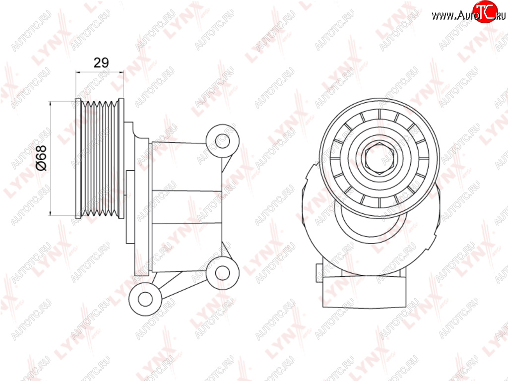3 689 р. Ролик приводного ремня FORD Focus 2,C-Max MAZDA 3,5 VOLVO S40 (04-) натяжителя LYNX LYNX pt3012  с доставкой в г. Керчь