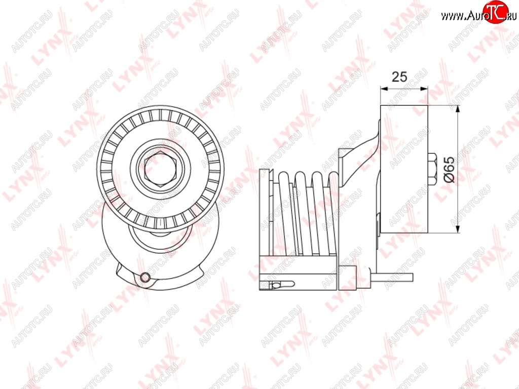 3 689 р. Натяжитель приводного ремня VW Golf (08-12) AUDI A3 (07-12) SKODA Fabia (07-14) с роликом LYNX LYNX pt3105  с доставкой в г. Керчь
