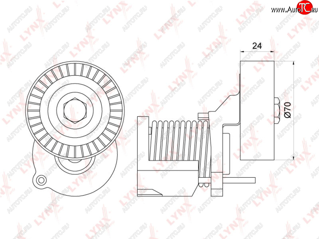 2 569 р. Натяжитель ремня приводного VW Golf (08-13),T5 AUDI A4 (00-) SKODA Octavia (04-) LYNX LYNX pt3148  с доставкой в г. Керчь