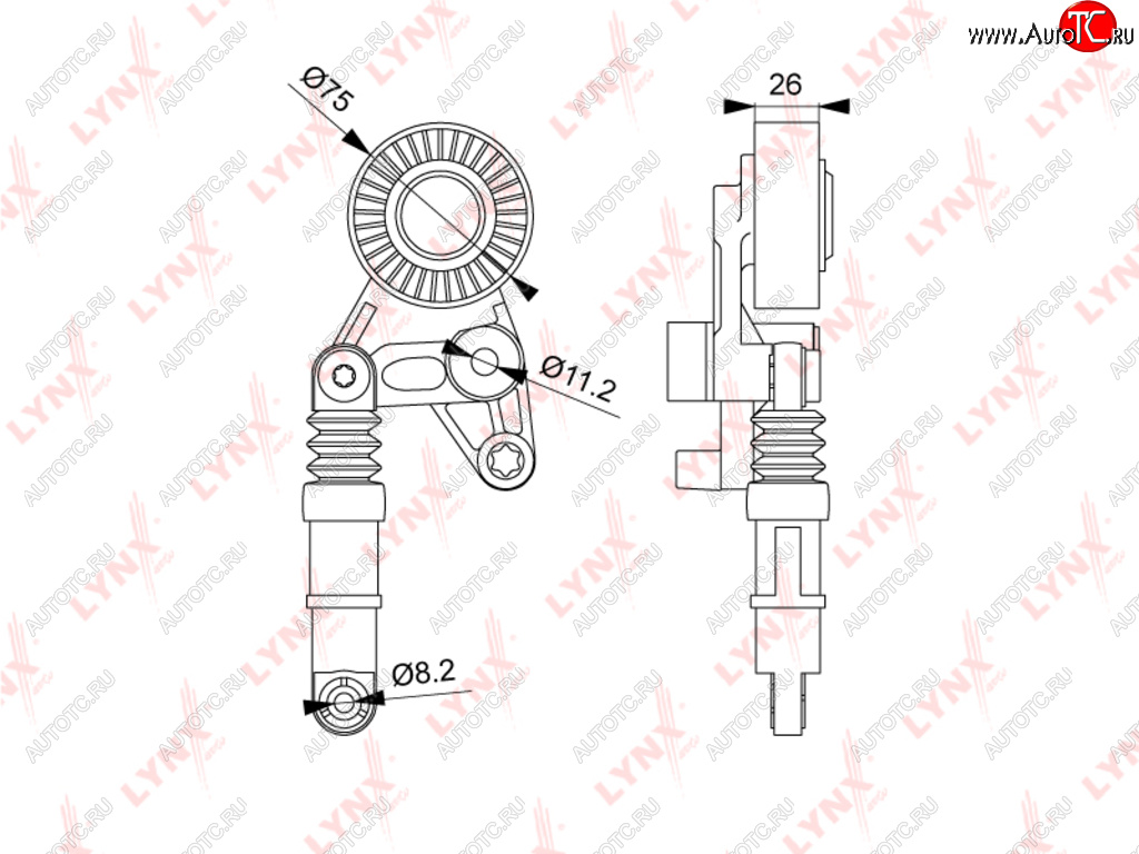 6 499 р. Ролик приводного ремня VW Touareg (03-05) AUDI A4,A6,S4 (05-12) натяжителя кондиционера LYNX LYNX pt3226  с доставкой в г. Керчь