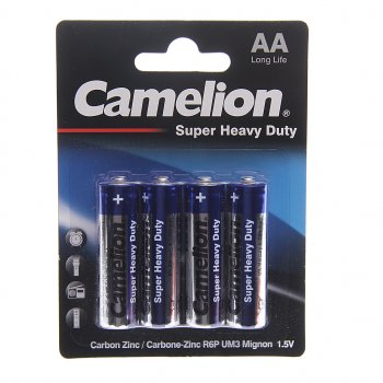 31 р. Батарейка AA R6 1.5V блистер 4шт. (цена за 1шт.) Saline CAMELION CAMELION r6p-bp4b  с доставкой в г. Керчь. Увеличить фотографию 3