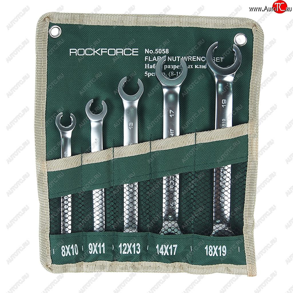 1 959 р. Набор ключей разрезных 8-19мм 5 предметов на полотне ROCKFORCE ROCKFORCE rf-5058  с доставкой в г. Керчь