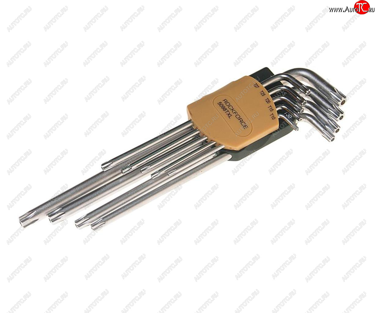 689 р. Набор ключей TORX T10Н-Т50H Г-образных удлиненных 9 предметов с держателем ROCKFORCE ROCKFORCE rf-5098txl  с доставкой в г. Керчь