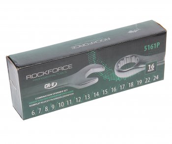 3 059 р. Набор ключей комбинированных 6-24мм 16 предметов на полотне ROCKFORCE ROCKFORCE rf-5161p  с доставкой в г. Керчь. Увеличить фотографию 4