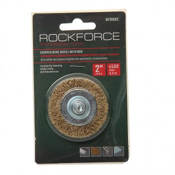 116 р. Кордщетка для дрели дисковая 50мм латунь в блистере ROCKFORCE ROCKFORCE rf-bfr002  с доставкой в г. Керчь. Увеличить фотографию 1
