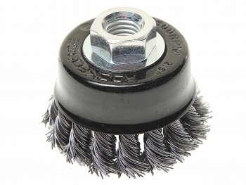 319 р. Кордщетка для УШМ чашка 60мм витая сталь ROCKFORCE ROCKFORCE rf-bwc125  с доставкой в г. Керчь. Увеличить фотографию 1