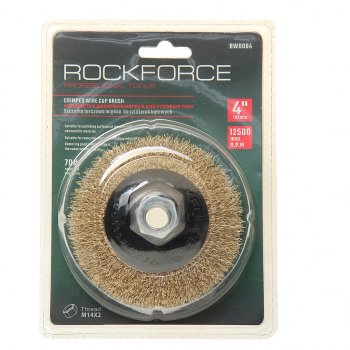 289 р. Кордщетка для УШМ чашка 100мм латунь в блистере ROCKFORCE ROCKFORCE rf-bwd004  с доставкой в г. Керчь. Увеличить фотографию 1