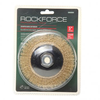 419 р. Кордщетка для УШМ чашка 125мм латунь в блистере ROCKFORCE ROCKFORCE rf-bwd005  с доставкой в г. Керчь. Увеличить фотографию 1