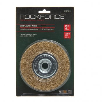 429 р. Кордщетка для УШМ дисковая 125мм латунь в блистере ROCKFORCE ROCKFORCE rf-bwf005  с доставкой в г. Керчь. Увеличить фотографию 1