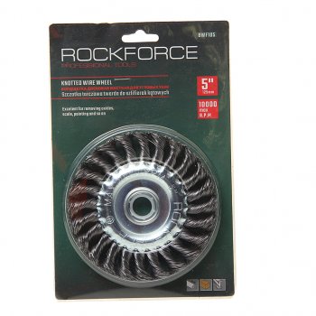479 р. Кордщетка для УШМ дисковая 125мм витая сталь в блистере ROCKFORCE ROCKFORCE rf-bwf105  с доставкой в г. Керчь. Увеличить фотографию 1
