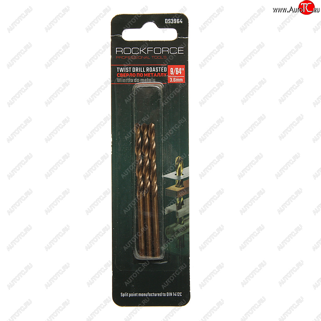 138 р. Сверло по металлу 3.6мм HSS Cobalt (3шт.) ROCKFORCE ROCKFORCE rf-ds3964  с доставкой в г. Керчь