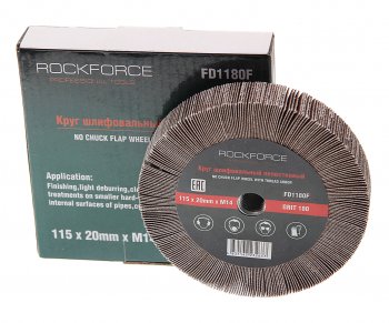 869 р. Круг лепестковый зачистной 115х20мм M14 (Grit 180) ROCKFORCE ROCKFORCE rf-fd1180f  с доставкой в г. Керчь. Увеличить фотографию 1