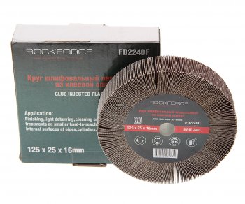 1 099 р. Круг лепестковый зачистной 125x25x16мм M14 (Grit 240) ROCKFORCE ROCKFORCE rf-fd2240f  с доставкой в г. Керчь. Увеличить фотографию 1